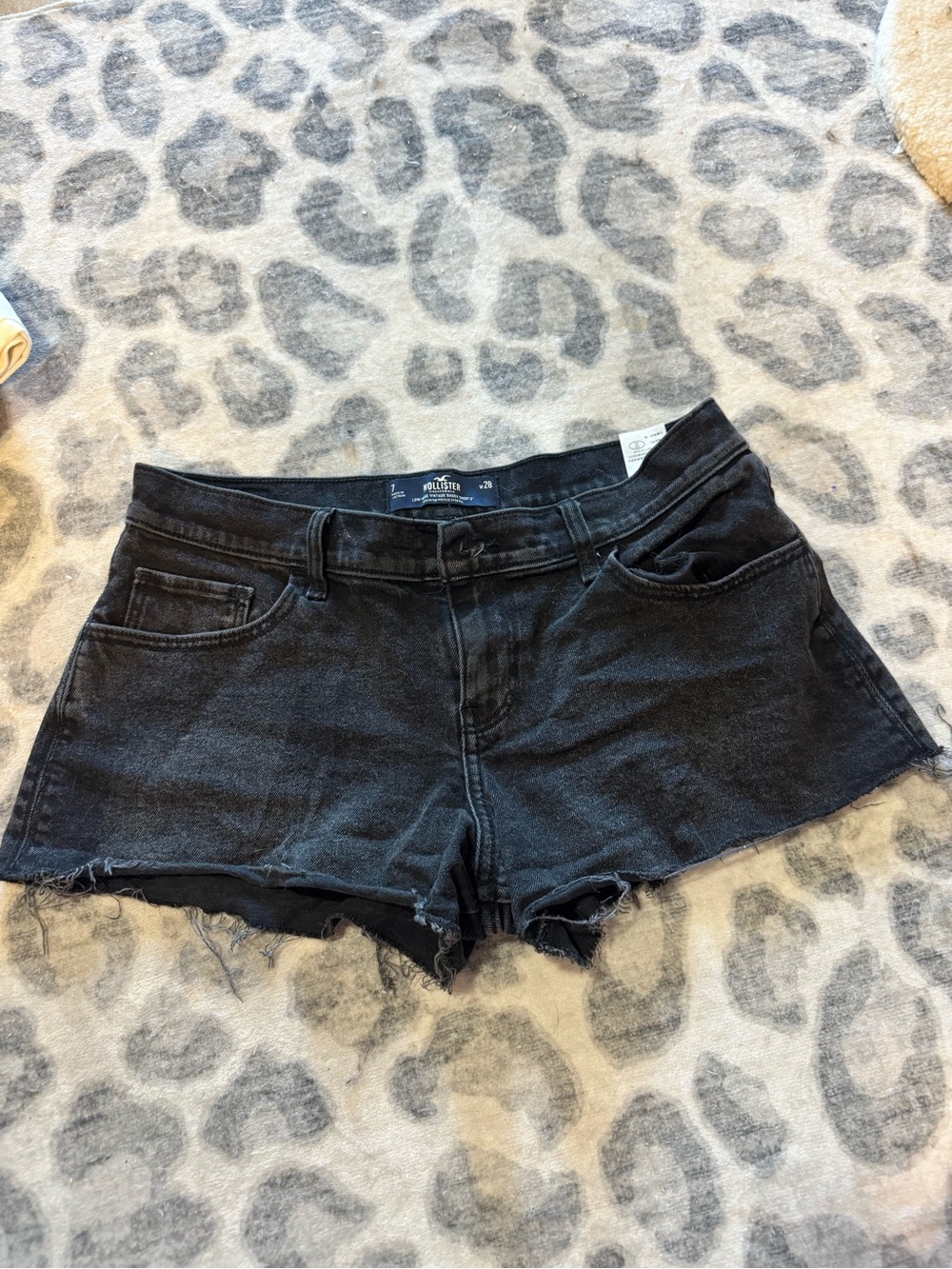 Hollister Black Frayed Denim Cutoff Shorts